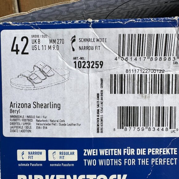 NWT Birkenstock Arizona Genuine Shearling Lined Slide Sandal in Women's 42/US11 - Picture 12 of 12